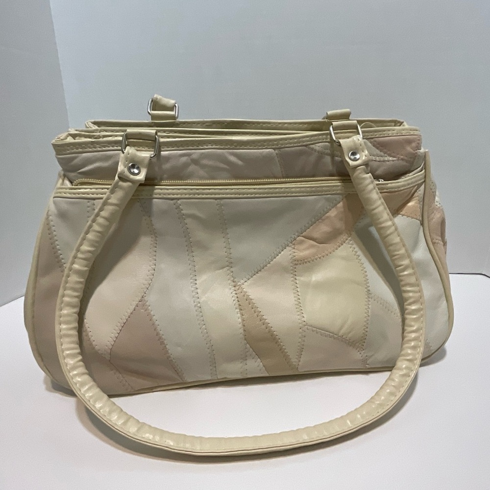 Two Toned Brown Leather Patchwork Handbag - image 2